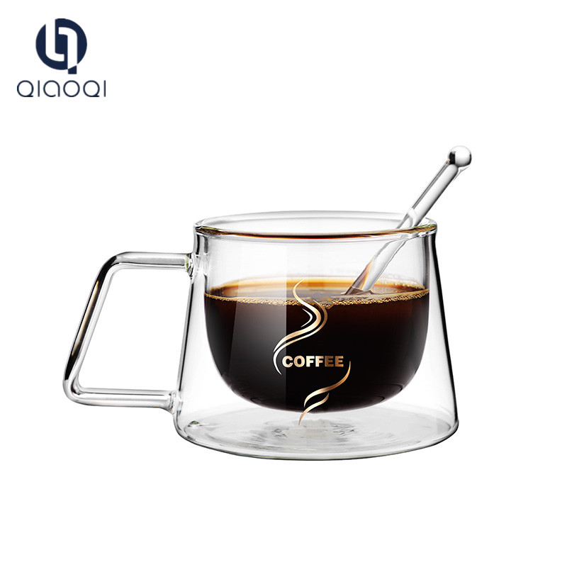 FDA Wholesale OEM Customized Clear Heat Insulation Double Layer Glass Mug Tea Coffee Glass Cup