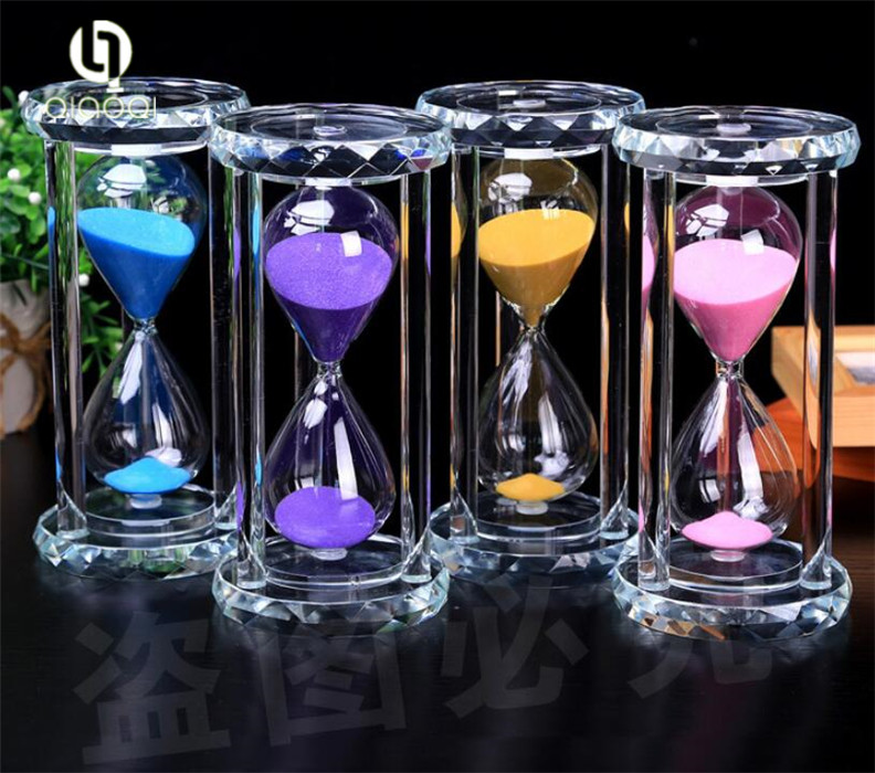 Personalized Handmade Home decor half hour 1 hour office coffee crystal glass hourglass sand timer