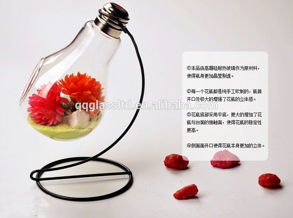 Europe type transparent bulb glass microlandschaft vase