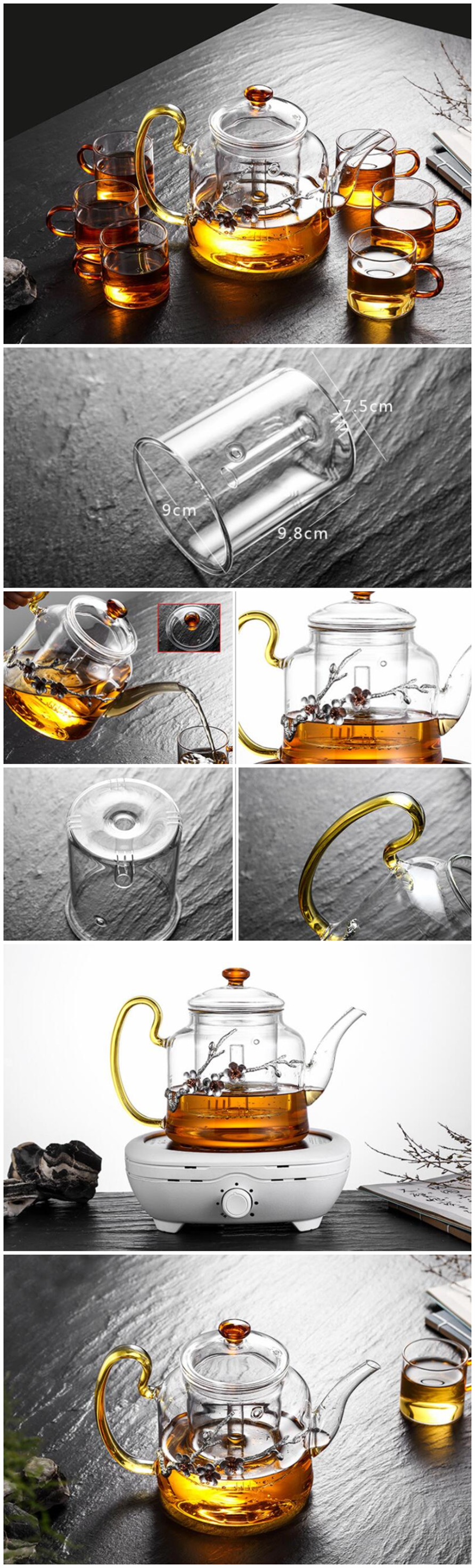 1300ml Glass Kettle for Tea Cooking,high Borosilicate Glass