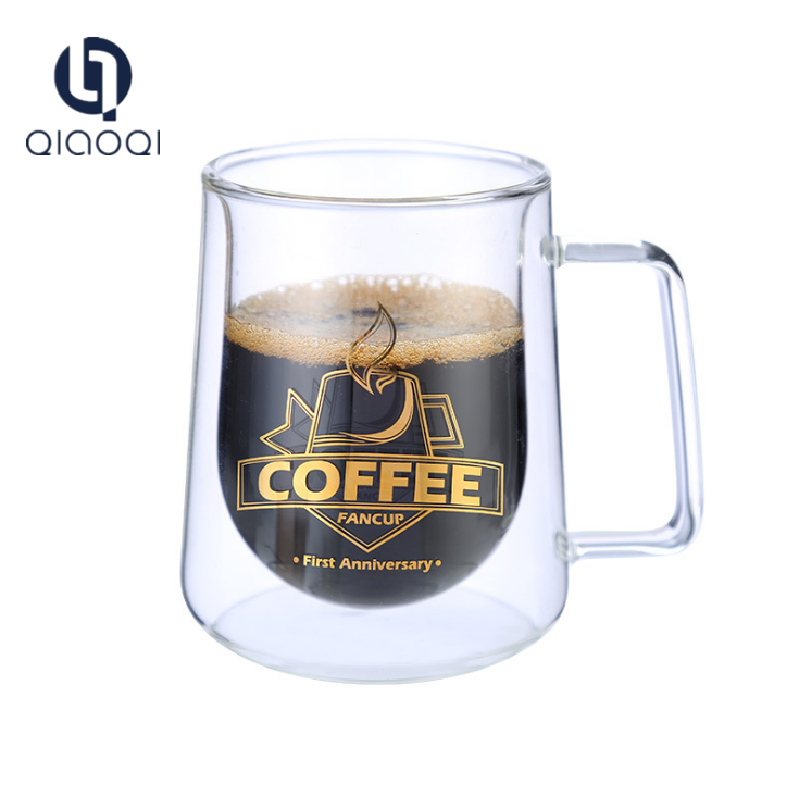 FDA Wholesale OEM Customized Clear Heat Insulation Double Layer Glass Mug Tea Coffee Glass Cup