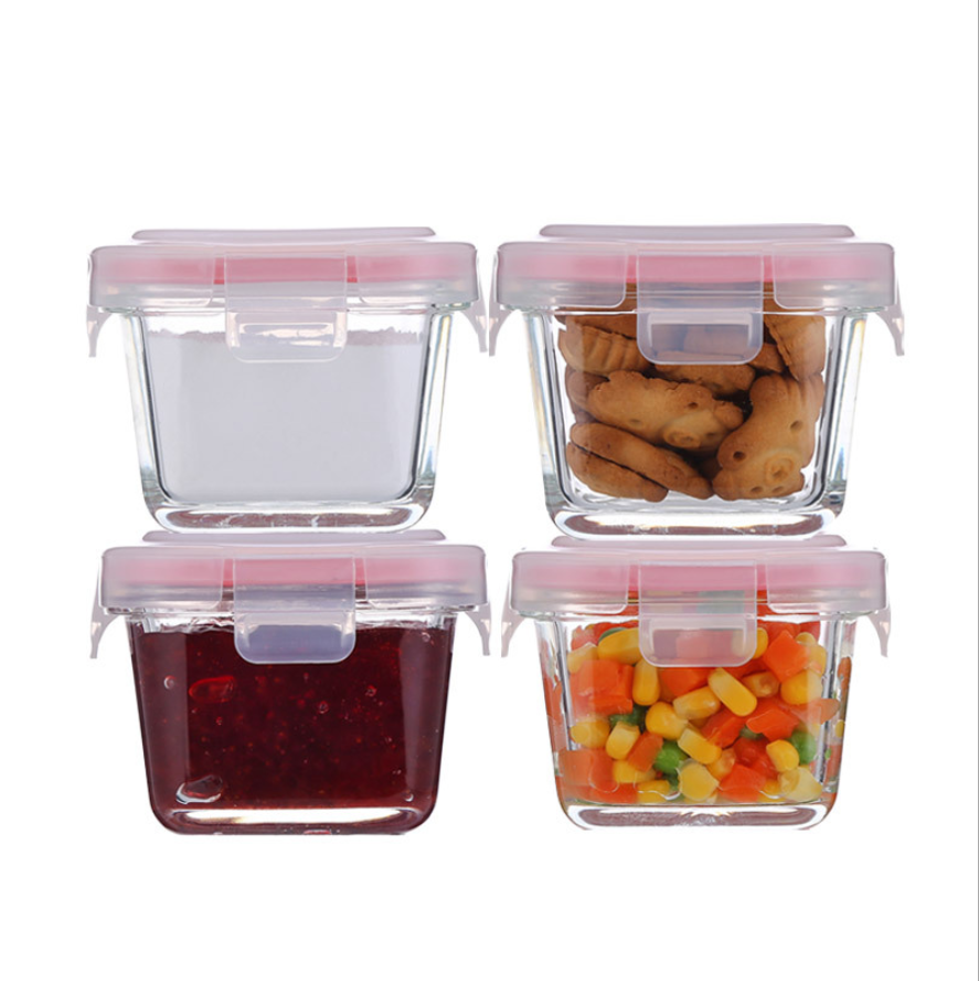 China Kids Mini High Borosilicate Glass Baby Food Containers with Lids Leak  Proof Kids Small Cute Glass Lunch Box Kids Bento Box factory and suppliers