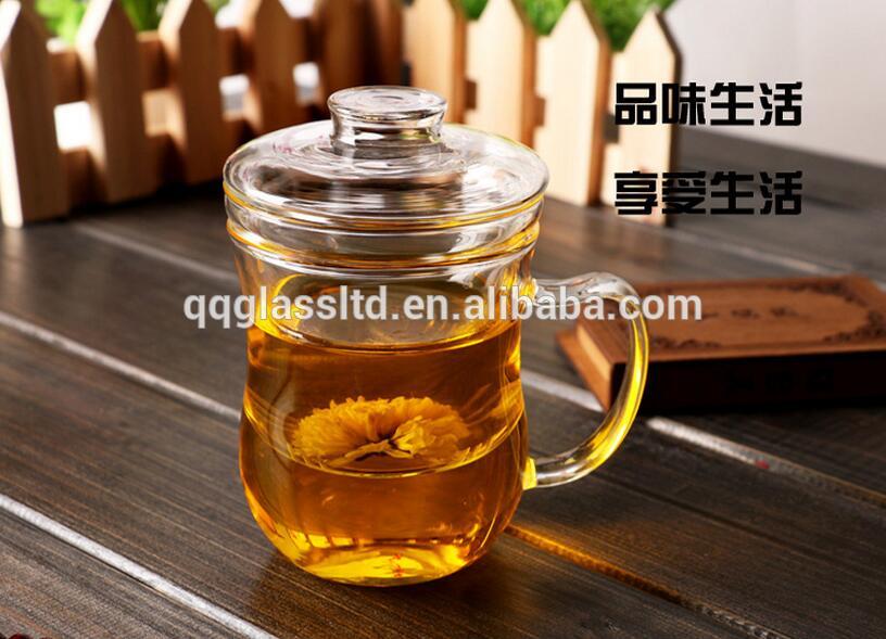 Glass Tea Cup with Glass Tea Infuser Strainer, 12oz. Funny Crafts Tea and Coffee Maker for Loose Leaf Flower