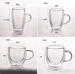 clear borosilicate insulated double wall glass cup