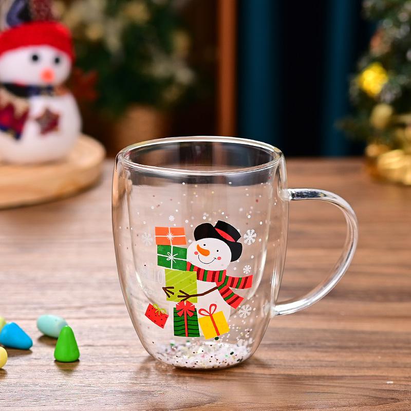 雪人款双层圣诞杯